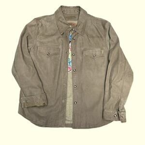 Wilsons Leather Jacket Mens L Moto Biker Streetwear Honolulu Snap Collared Tan